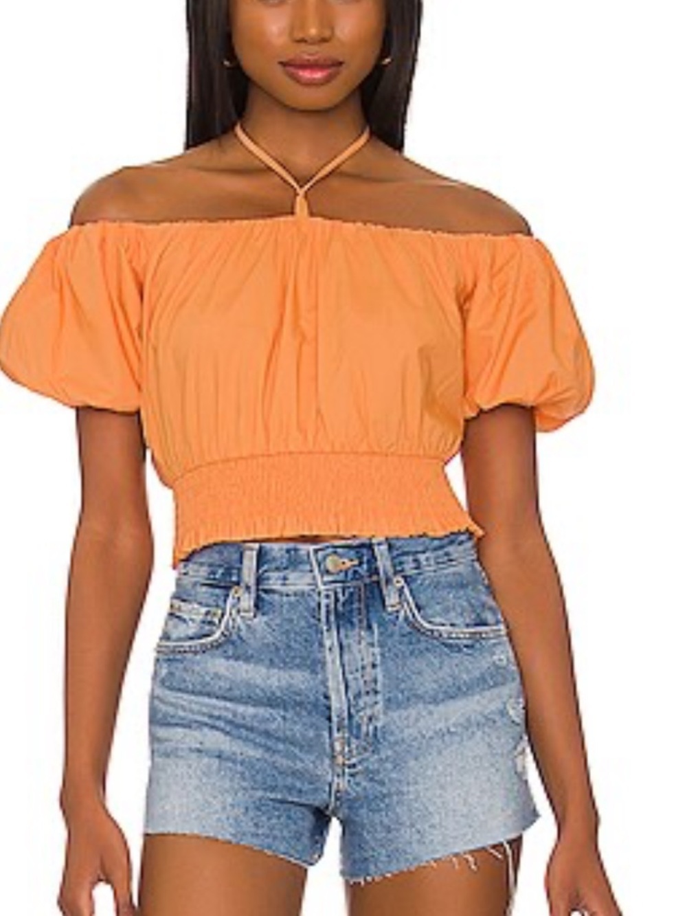Revolve Aldrin Top in Melon ASTR THE LABEL Crop Off Shoulder chic Beachy